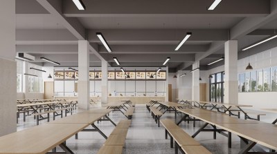 现代学校食堂3D模型下载